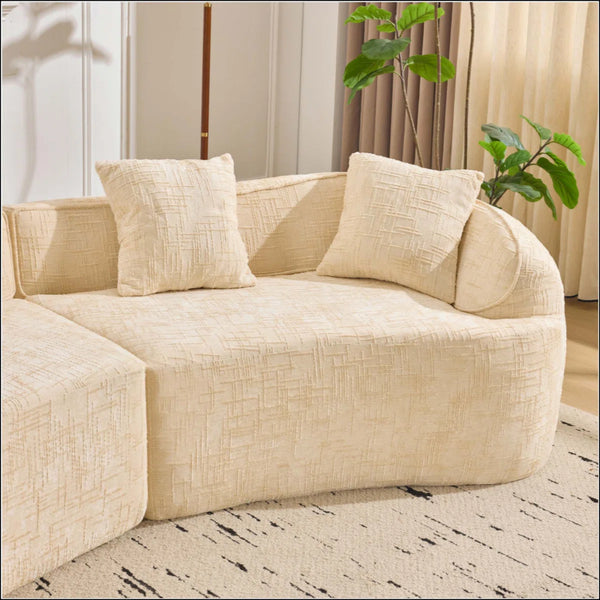 Curved Compressed Sofa, Creative Nordic-Style Design For Living Room, Comfortable, Soft And Suitable For Multiple Scenarios  Wooden Bazar