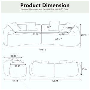 Curved Compressed Sofa, Creative Nordic-Style Design For Living Room, Comfortable, Soft And Suitable For Multiple Scenarios  Wooden Bazar