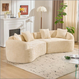 Curved Compressed Sofa, Creative Nordic-Style Design For Living Room, Comfortable, Soft And Suitable For Multiple Scenarios  Wooden Bazar