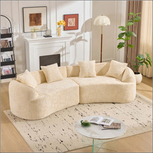 Curved Compressed Sofa, Creative Nordic-Style Design For Living Room, Comfortable, Soft And Suitable For Multiple Scenarios  Wooden Bazar