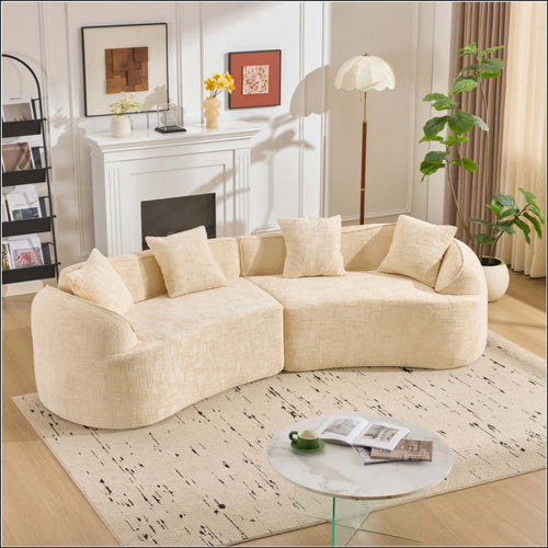 Curved Compressed Sofa, Creative Nordic-Style Design For Living Room, Comfortable, Soft And Suitable For Multiple Scenarios  Wooden Bazar
