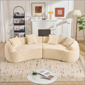 Curved Compressed Sofa, Creative Nordic-Style Design For Living Room, Comfortable, Soft And Suitable For Multiple Scenarios  Wooden Bazar