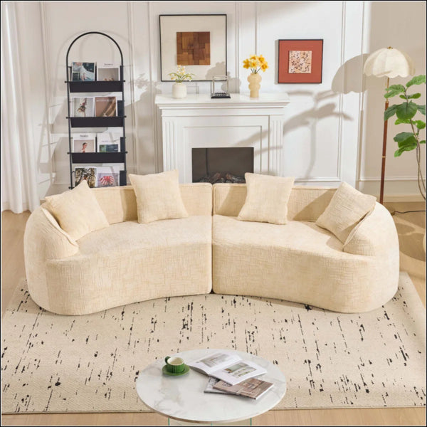 Curved Compressed Sofa, Creative Nordic-Style Design For Living Room, Comfortable, Soft And Suitable For Multiple Scenarios  Wooden Bazar