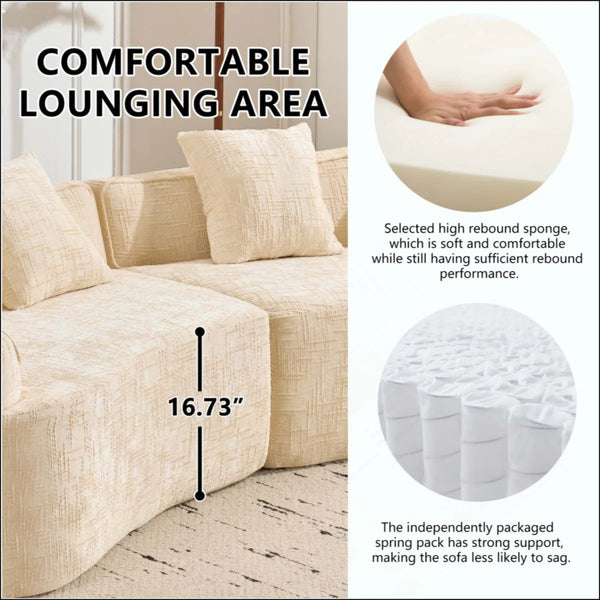 Curved Compressed Sofa, Creative Nordic-Style Design For Living Room, Comfortable, Soft And Suitable For Multiple Scenarios  Wooden Bazar