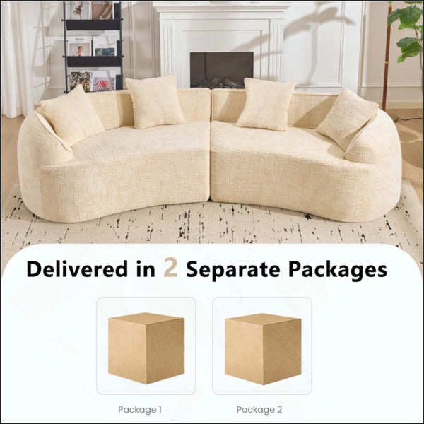 Curved Compressed Sofa, Creative Nordic-Style Design For Living Room, Comfortable, Soft And Suitable For Multiple Scenarios  Wooden Bazar