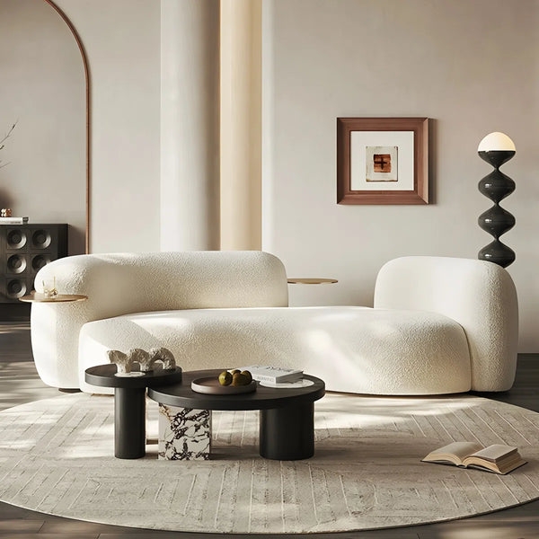 Shikar Curved Modern 3-Seater Sofa without Built-In Gold Tray - Wooden Bazar