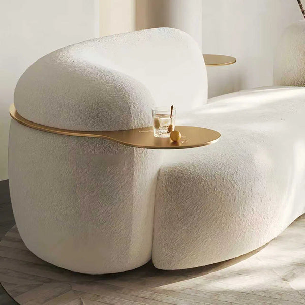 Shikar Curved Modern 3-Seater Sofa without Built-In Gold Tray - Wooden Bazar