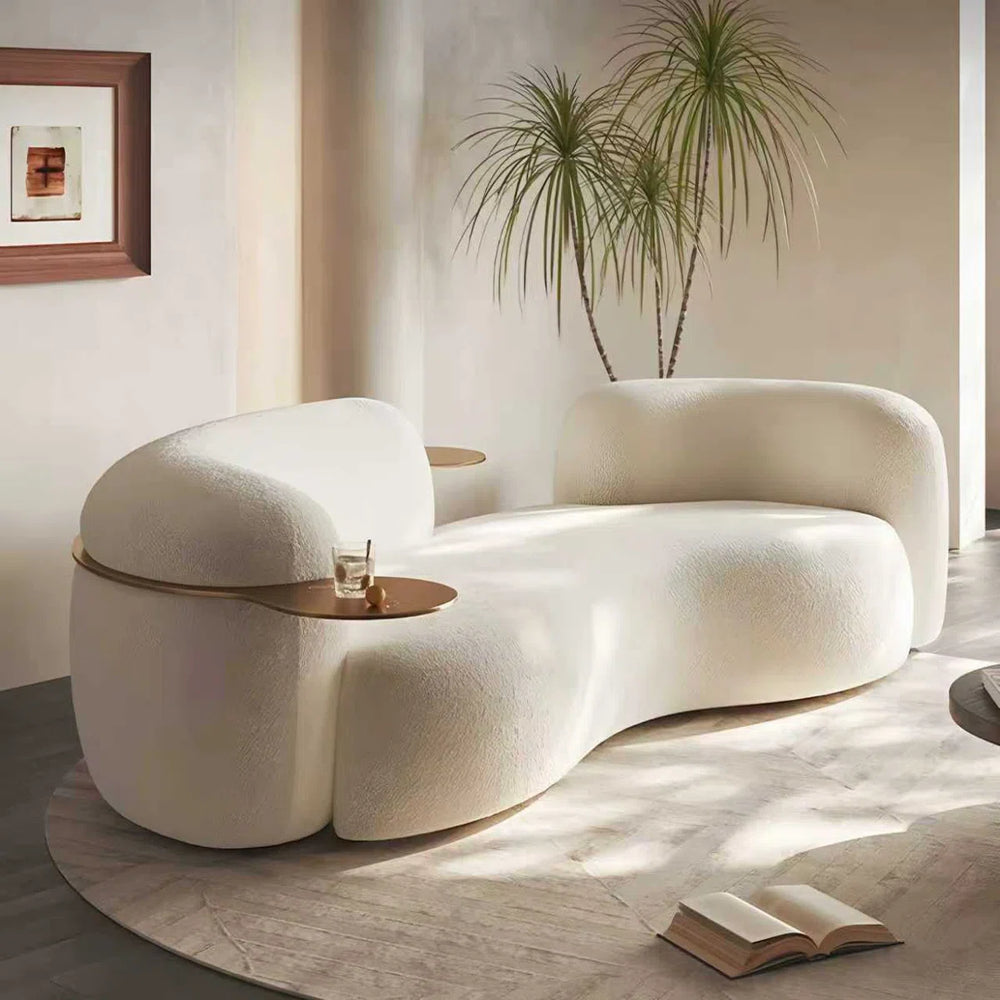 Shikar Curved Modern 3-Seater Sofa without Built-In Gold Tray - Wooden Bazar