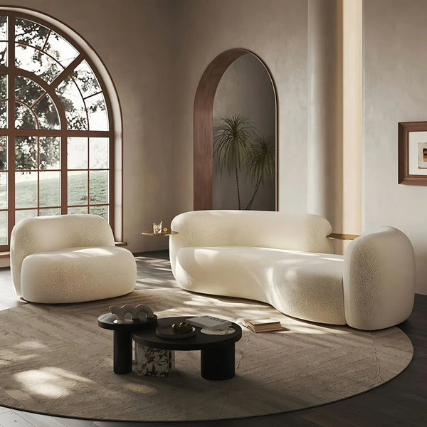 Shikar Curved Modern 3-Seater Sofa without Built-In Gold Tray - Wooden Bazar