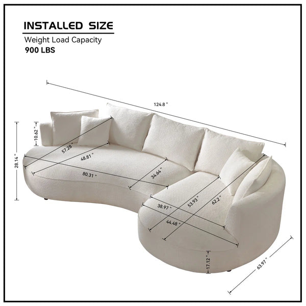 Pikano Curved Sofa With Ingenious Shape Beige - Wooden Bazar