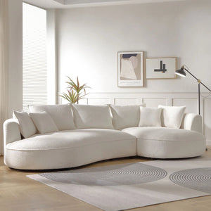 Pikano Curved Sofa With Ingenious Shape Beige - Wooden Bazar