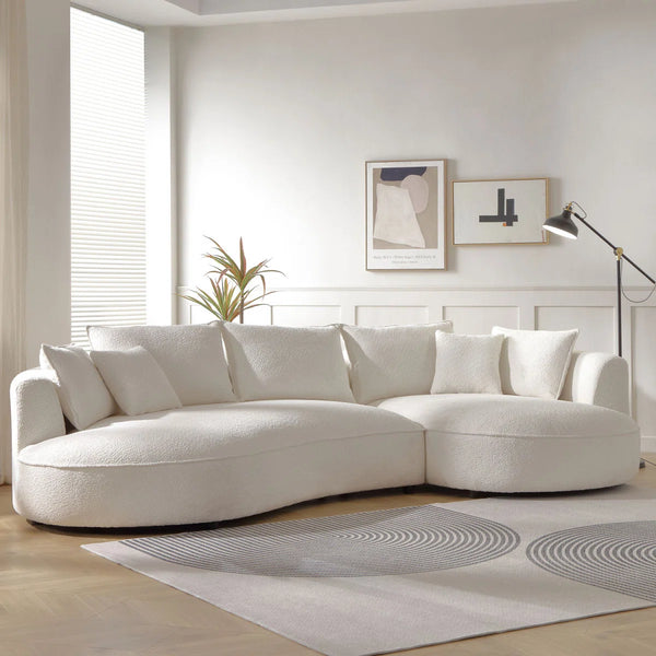 Pikano Curved Sofa With Ingenious Shape Beige - Wooden Bazar