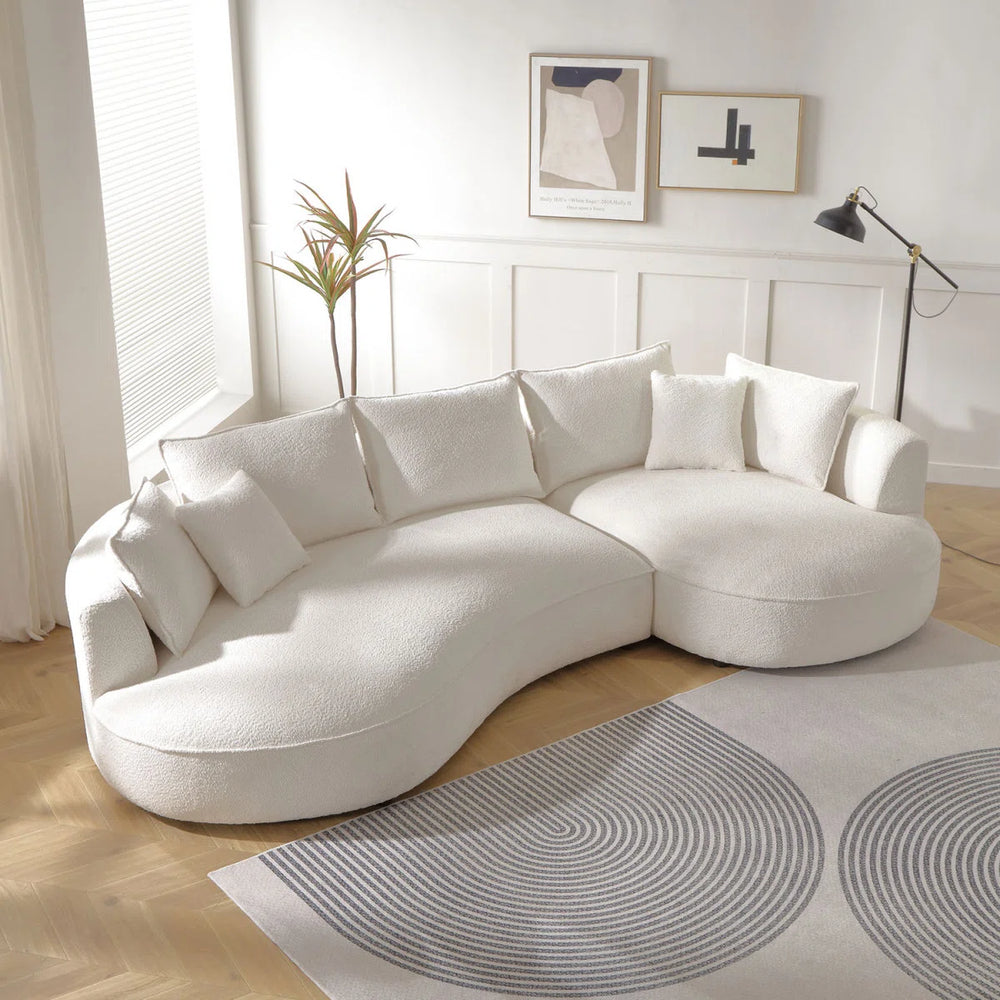 Pikano Curved Sofa With Ingenious Shape Beige - Wooden Bazar