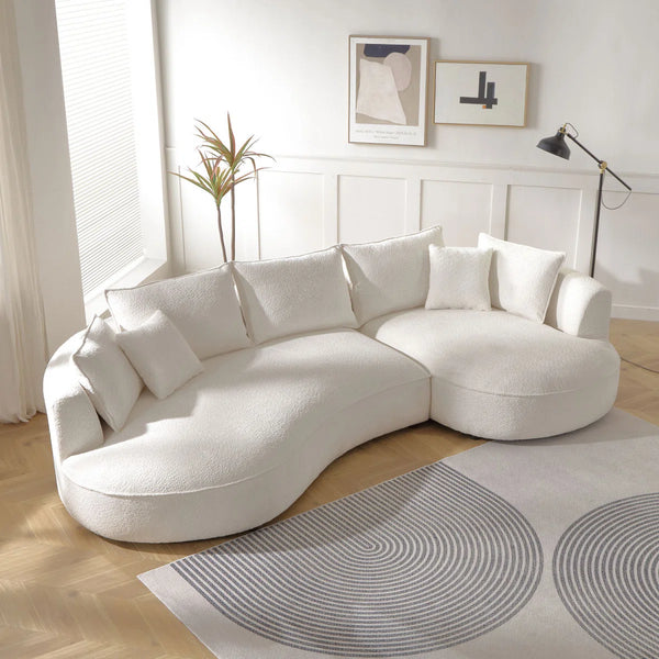 Pikano Curved Sofa With Ingenious Shape Beige - Wooden Bazar