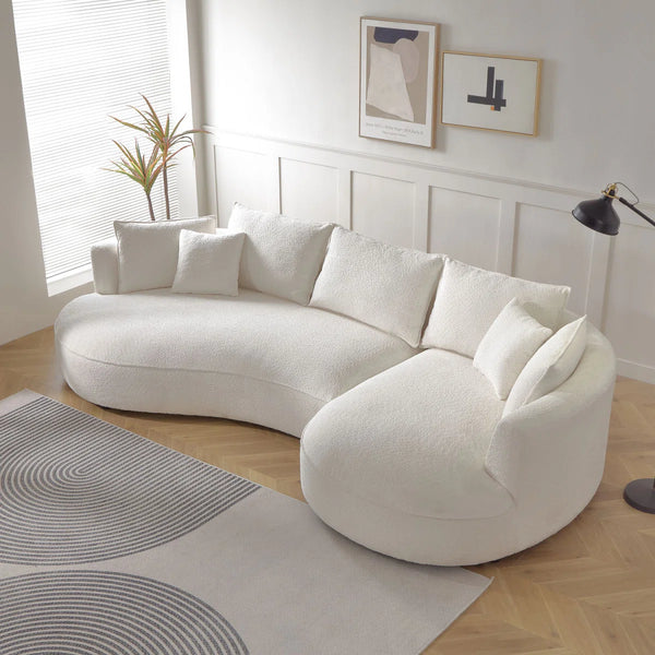 Pikano Curved Sofa With Ingenious Shape Beige - Wooden Bazar