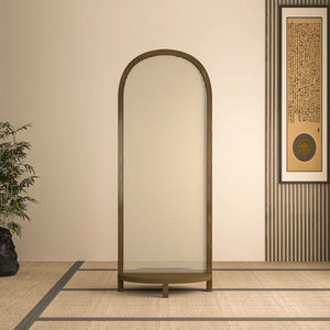 Daejon Folding Wood and Rattan Room Divider  Wooden Bazar