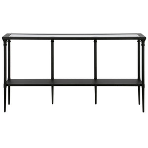 Wide Metal Rectangular Console Table in Blackened Bronze  Wooden Bazar