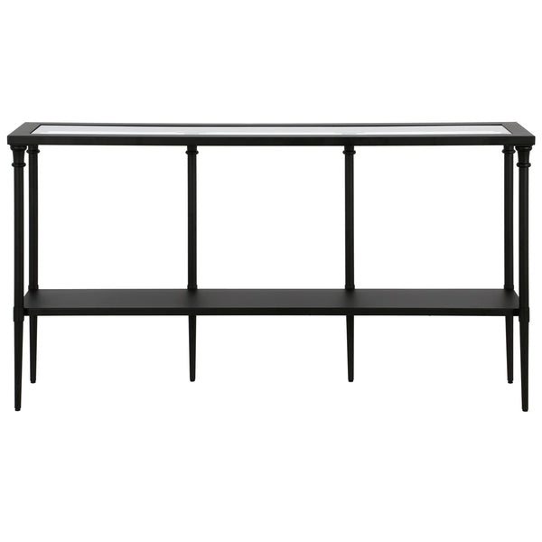 Wide Metal Rectangular Console Table in Blackened Bronze  Wooden Bazar