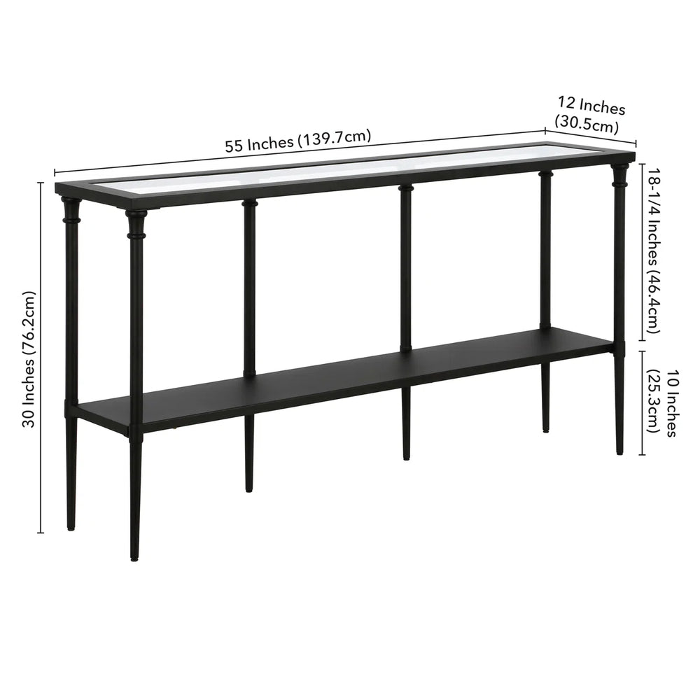 Wide Metal Rectangular Console Table in Blackened Bronze  Wooden Bazar