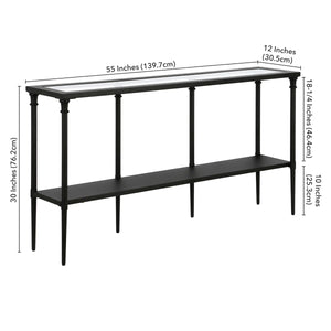 Wide Metal Rectangular Console Table in Blackened Bronze  Wooden Bazar