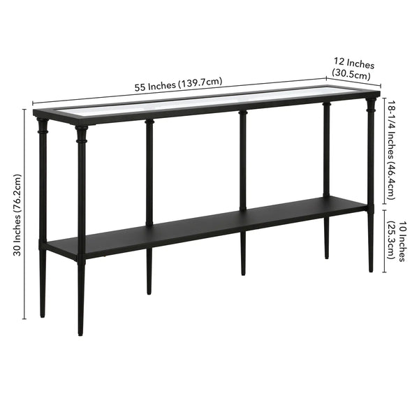 Wide Metal Rectangular Console Table in Blackened Bronze  Wooden Bazar