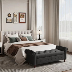 Jion Upholstered Storage Bench - Wooden Bazar