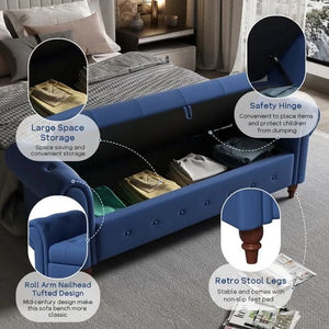 Jion Upholstered Storage Bench - Wooden Bazar