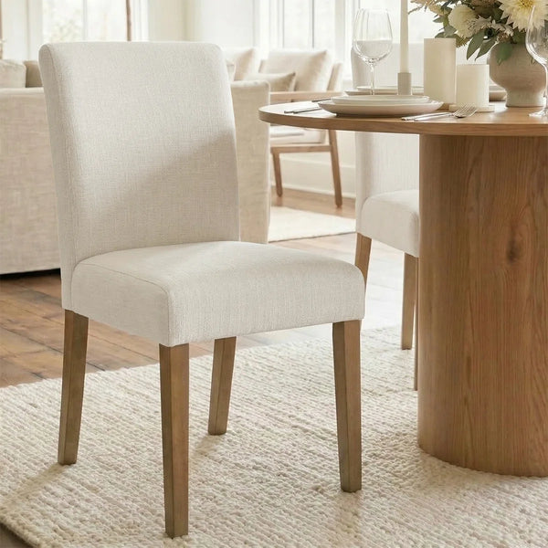 4 Seater Dining Table Sets With 41.5'' Round Table & 4 Upholstered Linen Chairs