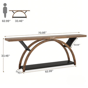 Danu Modern Console Table with Open Shelves for Entryway, Living Room & Hallway  Wooden Bazar