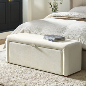 Side-opening Storage Bench with Padded Cushion and Solid Wood Legs