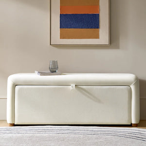 Side-opening Storage Bench with Padded Cushion and Solid Wood Legs