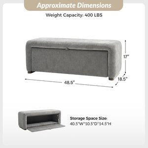 Side-opening Storage Bench with Padded Cushion and Solid Wood Legs