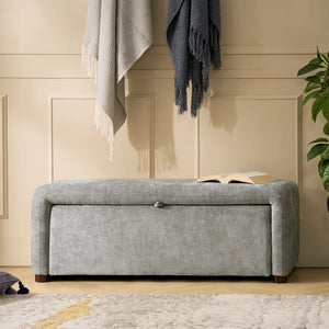 Side-opening Storage Bench with Padded Cushion and Solid Wood Legs