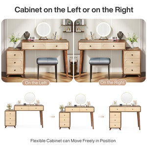 Deovian 5-Drawer Two-Tone Makeup Vanity  Wooden Bazar