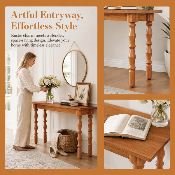 Solid Wood Console Table for Entryway, Hallway, or Living Room  Wooden Bazar