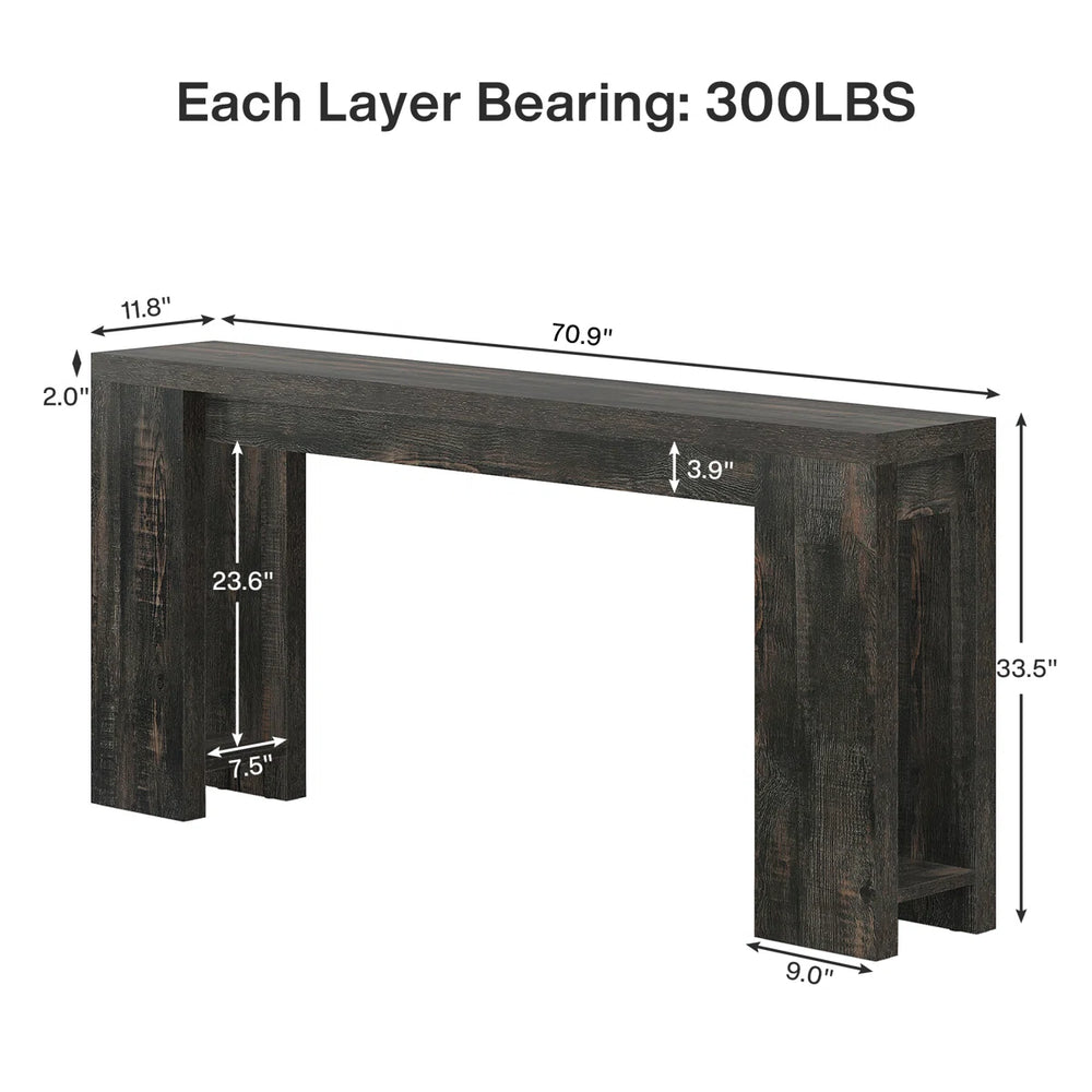 Dyron  Console Sofa Table for Entryway & Hallway  Wooden Bazar