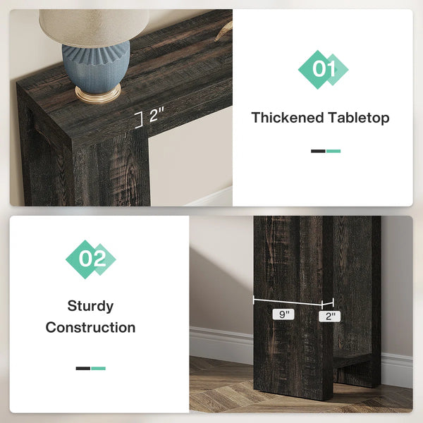 Dyron  Console Sofa Table for Entryway & Hallway  Wooden Bazar