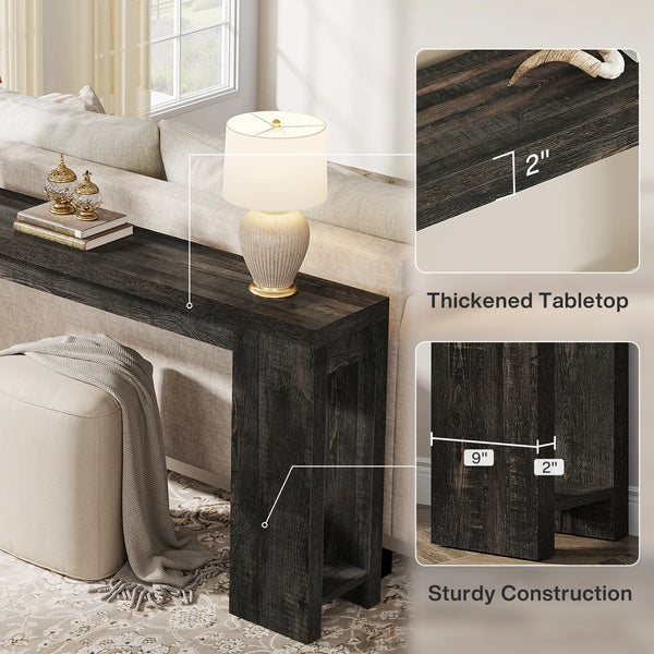 Dyron Extra-Long Entryway Console & Sofa Table  Wooden Bazar