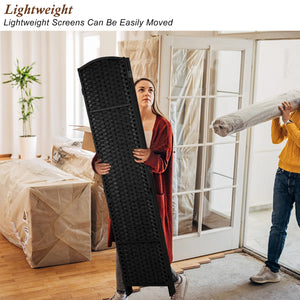 Elmina Folding Room Divider Privacy Screen with Diamond-Weave Fiber Panels  Wooden Bazar