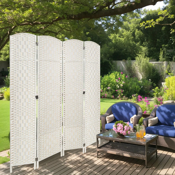 Folding Room Divider, Diamond-Woven Privacy Screen with Double Hinges  Wooden Bazar