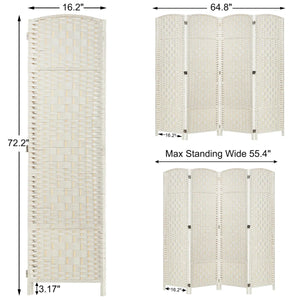 Folding Room Divider, Diamond-Woven Privacy Screen with Double Hinges  Wooden Bazar