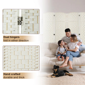 Folding Room Divider, Diamond-Woven Privacy Screen with Double Hinges  Wooden Bazar