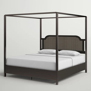 Livaaska Metal Canopy Bed - Wooden  Bazar