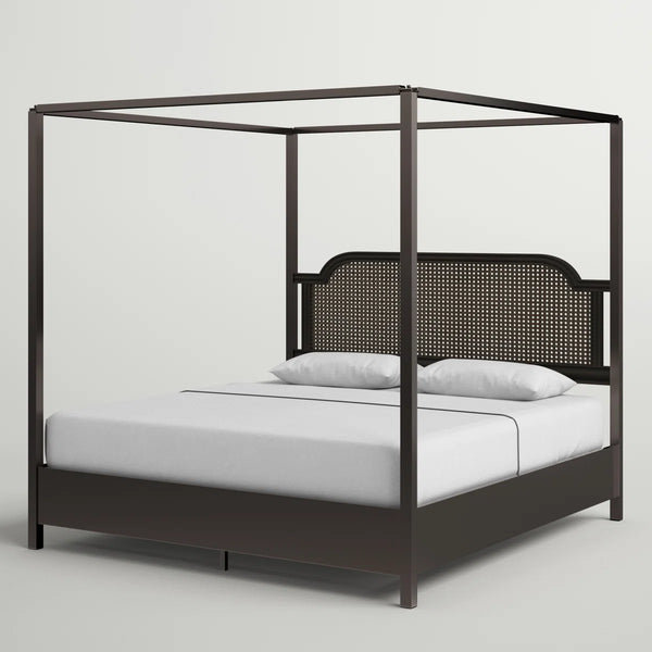 Livaaska Metal Canopy Bed - Wooden  Bazar
