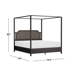 Livaaska Metal Canopy Bed - Wooden  Bazar