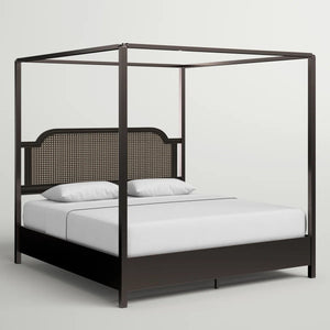 Livaaska Metal Canopy Bed - Wooden  Bazar