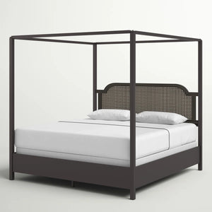 Livaaska Metal Canopy Bed - Wooden  Bazar