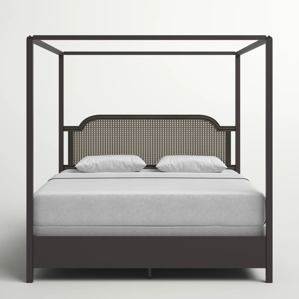 Livaaska Metal Canopy Bed - Wooden  Bazar