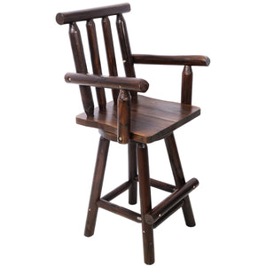 Ergonomic Rustic Fir Wood Stool With Armrest And Footrest For Home Use Bar 360 Swivel Pub  Wooden bazar