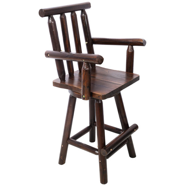 Ergonomic Rustic Fir Wood Stool With Armrest And Footrest For Home Use Bar 360 Swivel Pub  Wooden bazar